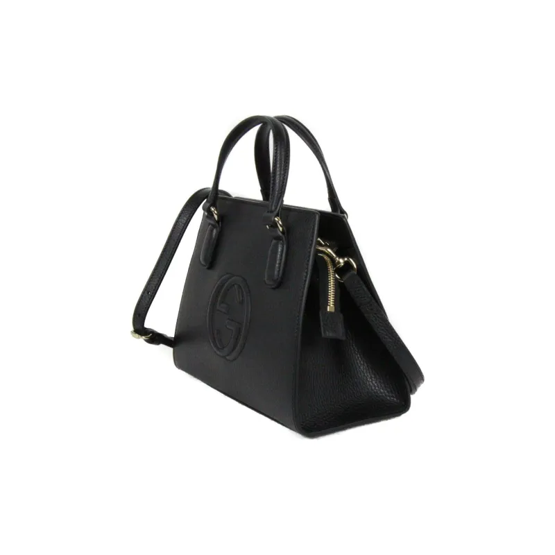 GUCCI Leather Tote Bag Shopping Bag Shoulder Bag Crossbody Bag Handbag Women's Black-1