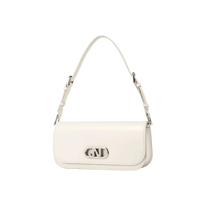 JONBAG Synthetic Leather Baguette Bag, Crossbody Bag, Shoulder Bag Medium Size Women's White/Black-2