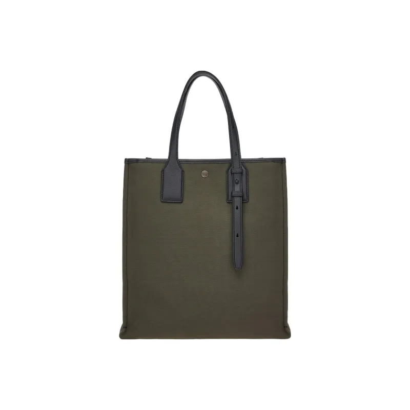 FERRAGAMO Canvas With Deerskin Tote Bag, Shopping Bag, Canvas Bag, One Shoulder Handbag Men's Green-2