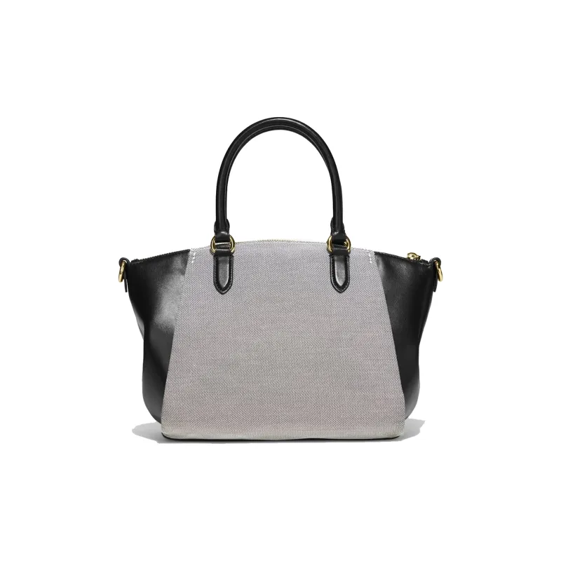 COACH Elise Fabric With Calfskin One Shoulder Handbag Crossbody Bag Briefcase Medium Size Women's Gray-2
