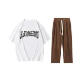 Set (top white + trousers coffee color)