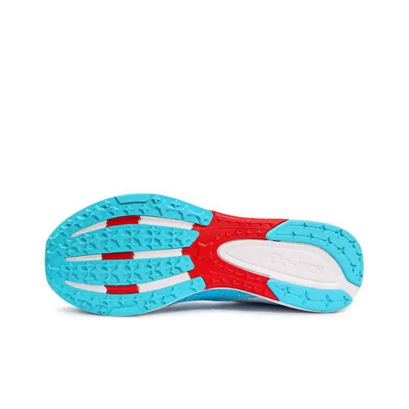 DO-WIN Cushioned Slip-Resistant Abrasion-Resistant Low-Top Running Shoes Unisex White Blue-4