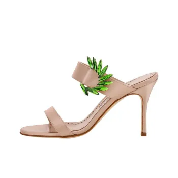 MANOLO BLAHNIK Slide Slippers Women's Beige