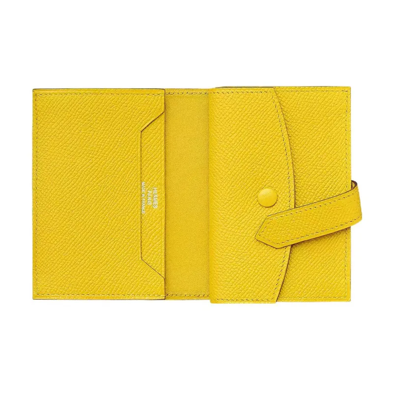 HERMES Bearn Epsom Calfskin Wallet Mini Women's Naples Yellow-1