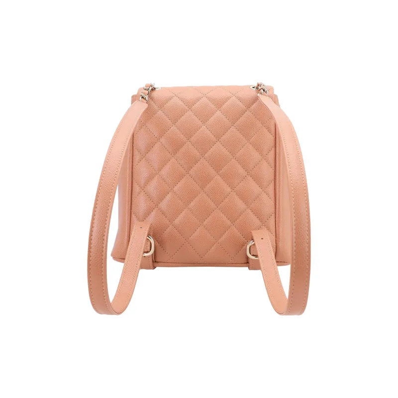 CHANEL Duma Litchi Cow Leather Backpack Medium Size Unisex Caramel Milk Tea-2