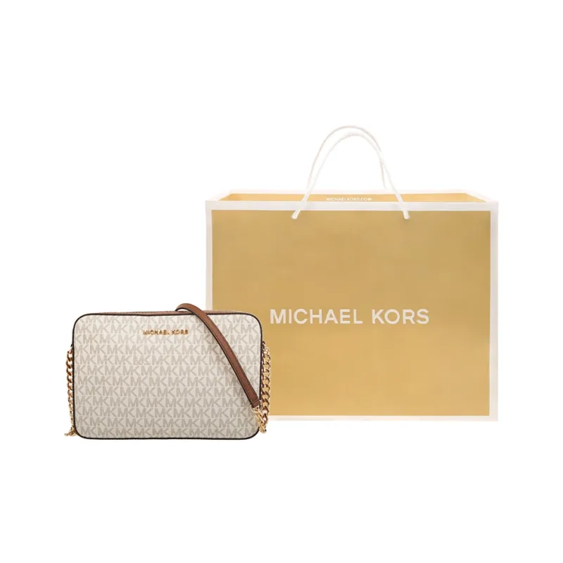 MICHAEL KORS Jet Set Cow Leather Camera Bags Shoulder Bags Women's Vanilla & Brown-7