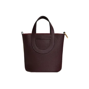HERMES In The Loop Clemence Bullhide With Swift Calfskin Pig Nose Basket Bag Bucket Bag Handbag Women's Saddle Red