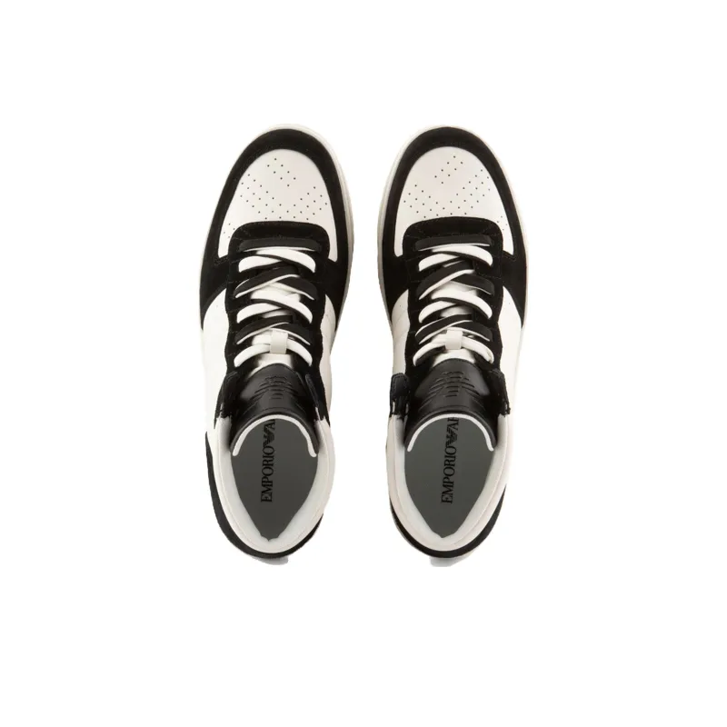 EMPORIO ARMANI Mid Top Stylish Skateboarding Shoes Men's Black White-3