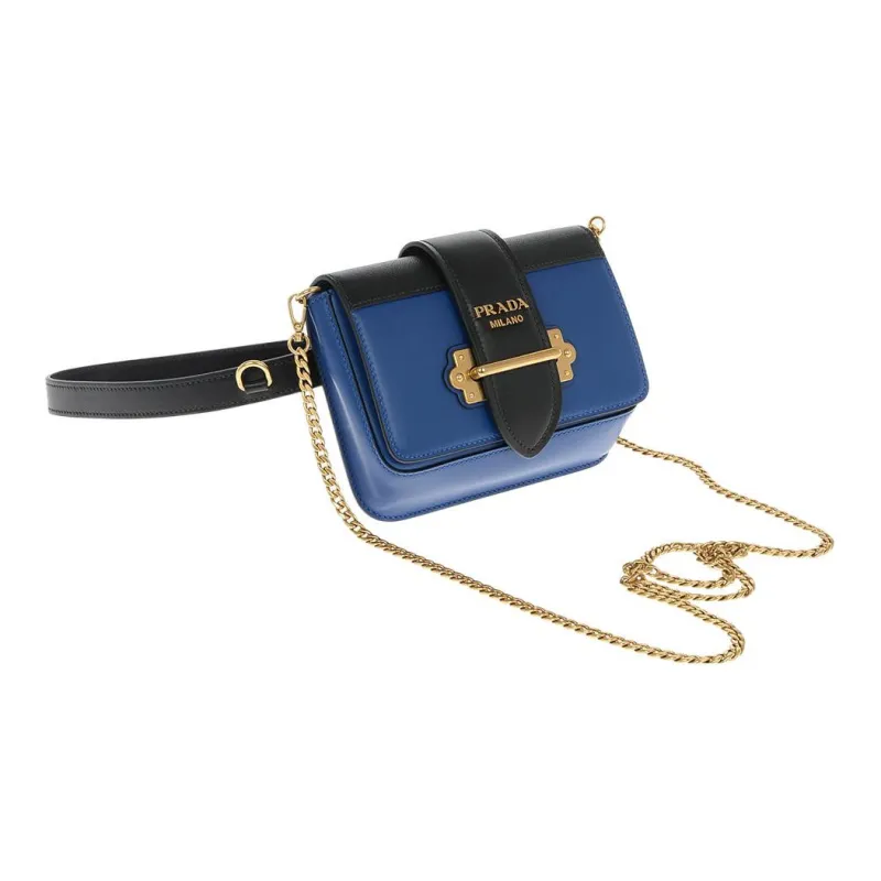 PRADA Cahier Calfskin One Shoulder Crossbody Fanny Pack Women's Blue-1