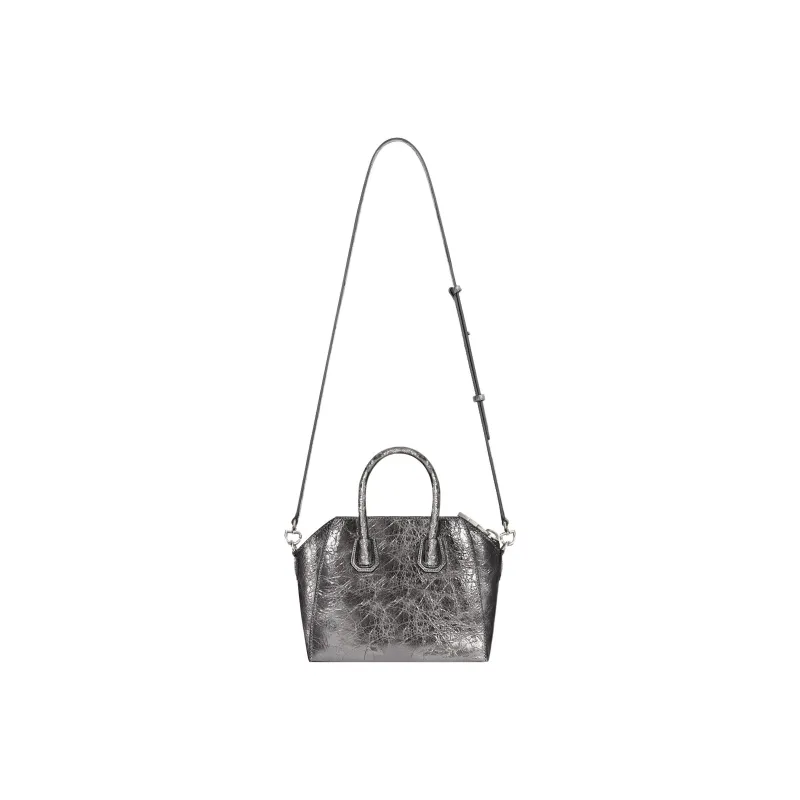 GIVENCHY Antigona Lambskin Shoulder Bag Crossbody Bag Handbag Mini Women's Silver-2