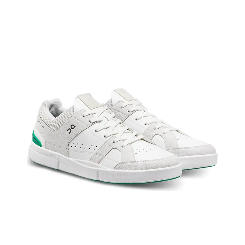 On ClubTHE ROGER Slip Resistant Low Top Skateboard Shoes Men's White Green-2