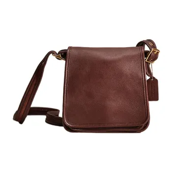 COACH Legacy Leather Flap Bag, Shoulder Bag, Crossbody Bag Medium Size Women's Redwood Brown