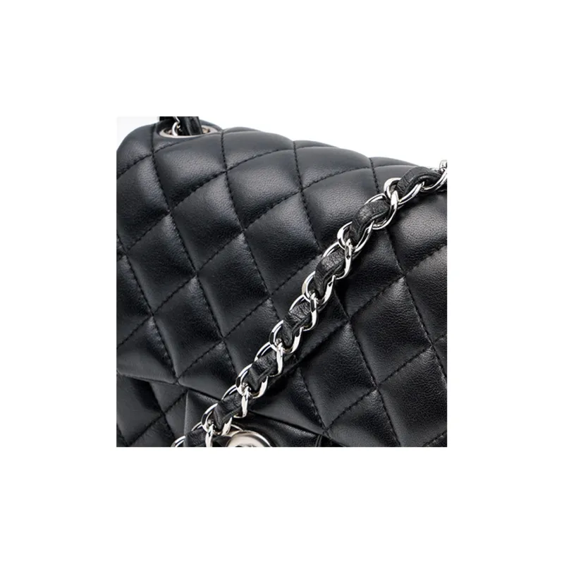CHANEL Classic Flap CF Lambskin Mini Square Flap Bag, Crossbody Bag, Shoulder Bag Mini Women's Black-7