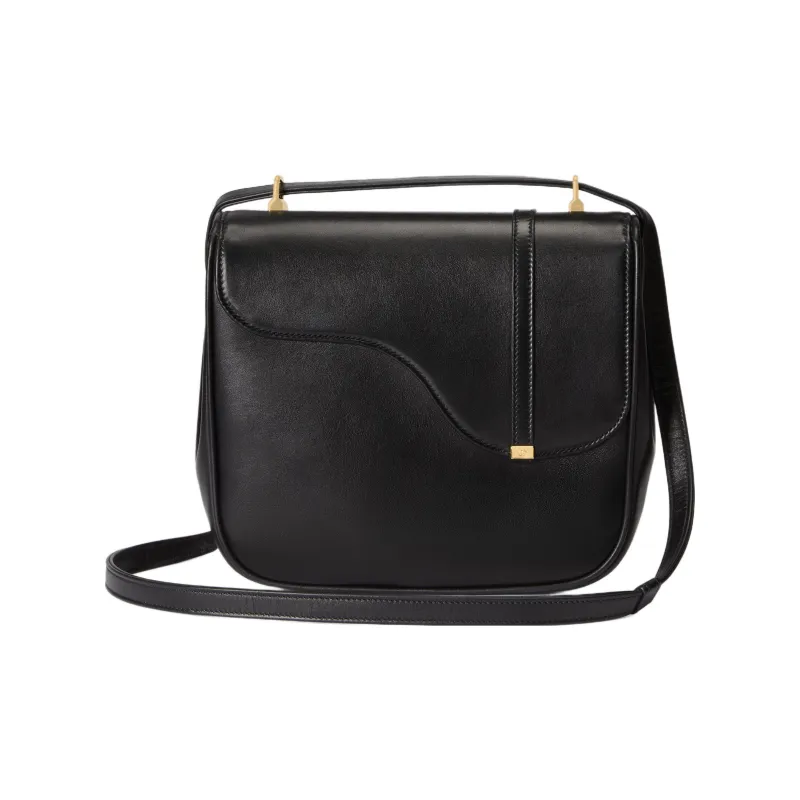 GUCCI Leather Saddle Bag Crossbody Shoulder Bag Women's Black-2