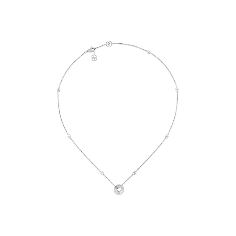 GUCCI 18kt White Gold Icon Charm Necklace-1