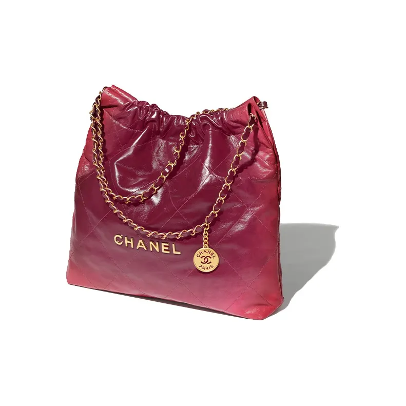 CHANEL 22Bag Calfskin Handbag Regular Women's Red/Dark Red-1