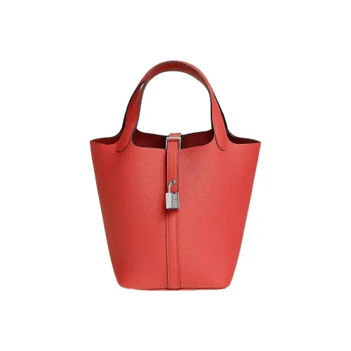 HERMES Picotin Lock Maurice Bullock Leather Basket Bag Handbag Bucket Bag 18 Women's 9T Capucine Orange Red