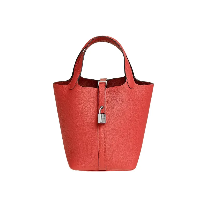HERMES Picotin Lock Maurice Bullock Leather Basket Bag Handbag Bucket Bag 18 Women's 9T Capucine Orange Red-0