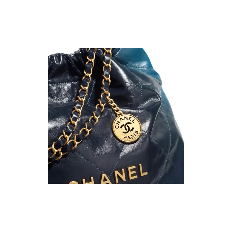 CHANEL 22Bag Calfskin Handbag, Shoulder Bag Women's Blue/Dark Blue-2