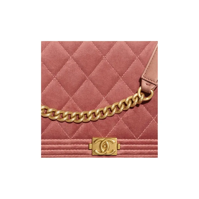 CHANEL Velvet Shoulder Bag Women's Pink-4
