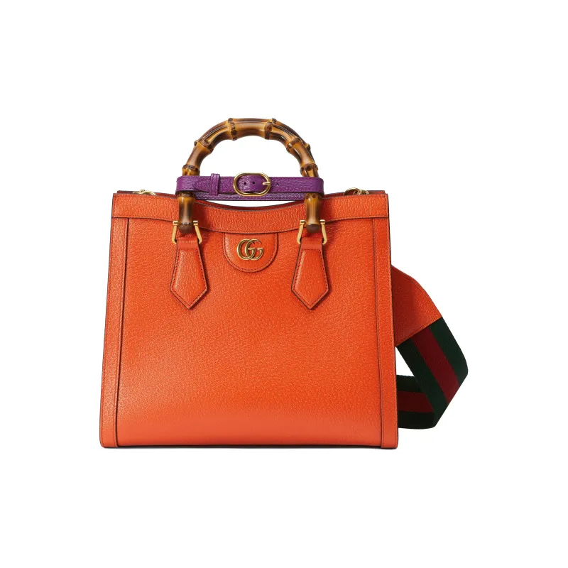 GUCCI Diana Leather Tote Bag Shopping Bag Shoulder Bag Crossbody Bag Handbag Small Size Women's Orange-1