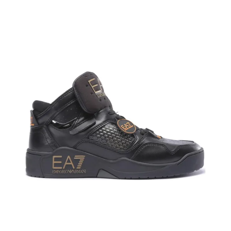 EMPORIO ARMANI High Top Casual Shoes Unisex Black Gold-1