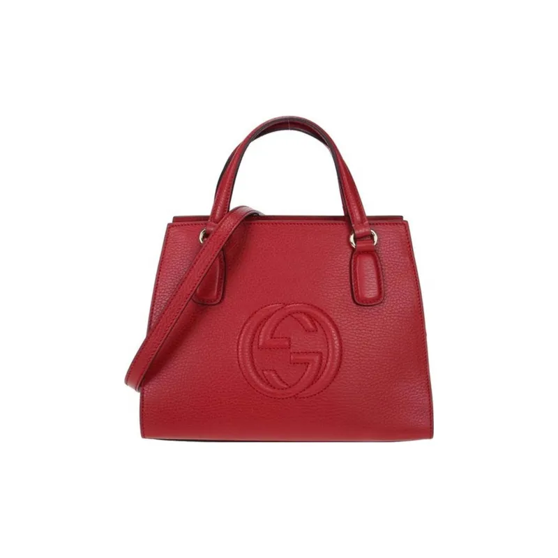 GUCCI Leather Tote Bag Shopping Bag Shoulder Bag Crossbody Bag Handbag Women's Red-0