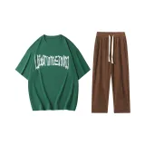 Set (top green + trousers coffee color)