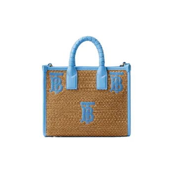 Burberry Mini Freya Tote Natural/Cool Cornflower Blue