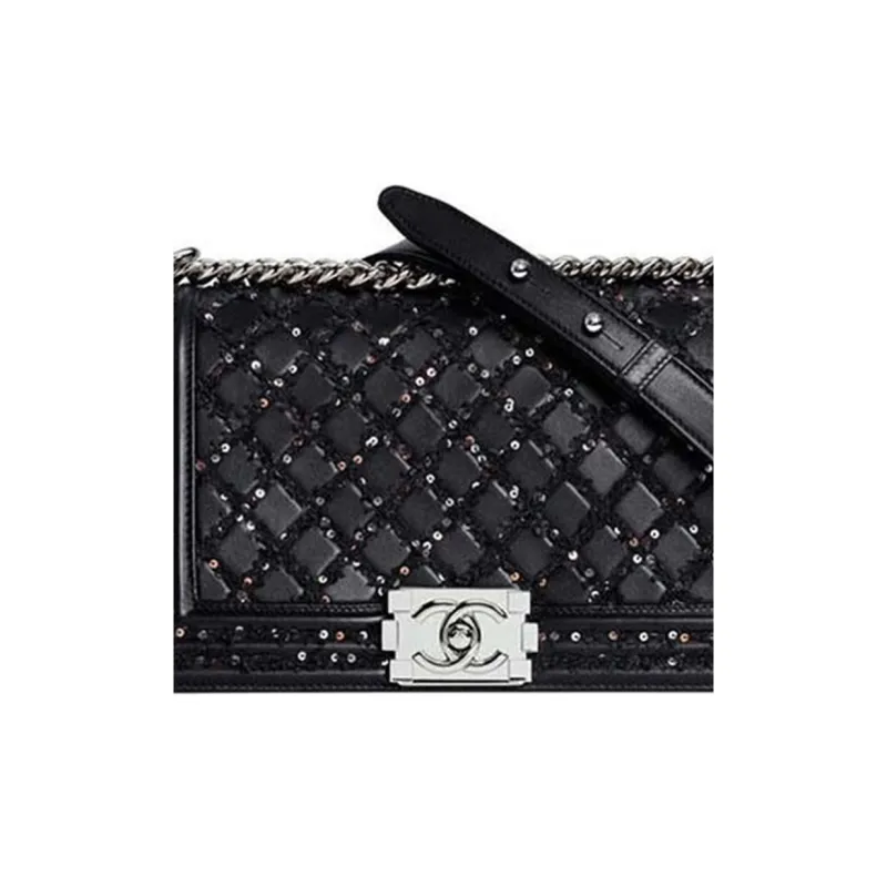 CHANEL Leboy Lambskin Chain Bag, Shoulder Bag Women's Black-2