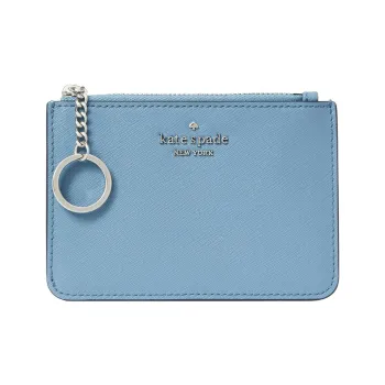 Kate Spade Cross-Stitch Leather Coin Purses Card Holders Women's Ocean Blue