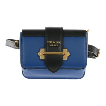 PRADA Cahier Calfskin One Shoulder Crossbody Fanny Pack Women's Blue