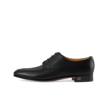 GUCCI Leather Lace up Shoes Black