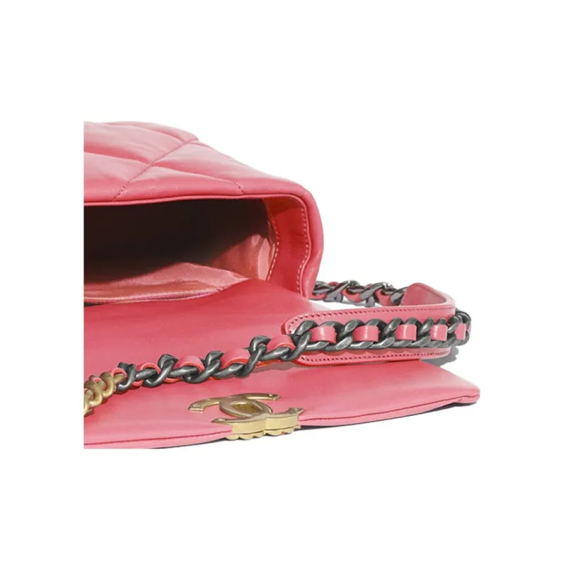 CHANEL 19Bag Sheepskin Flap Bag Chain Bag, Shoulder Bag, Crossbody Bag Trumpets Women's Peach Pink-4