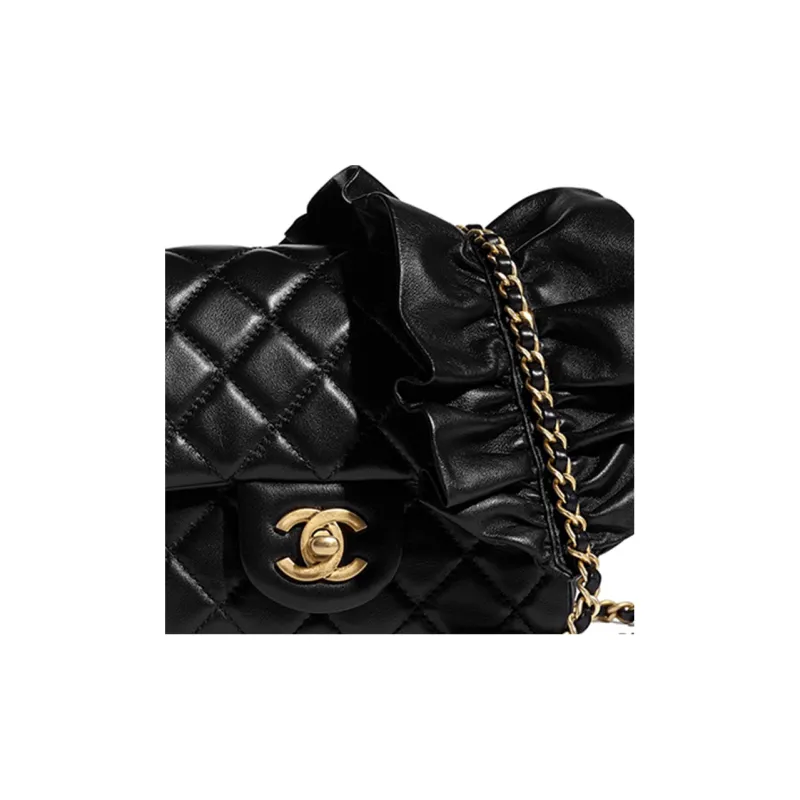 CHANEL Classic Flap CF Sheepskin And Gold Metal Shoulder Bag Women's Black-4
