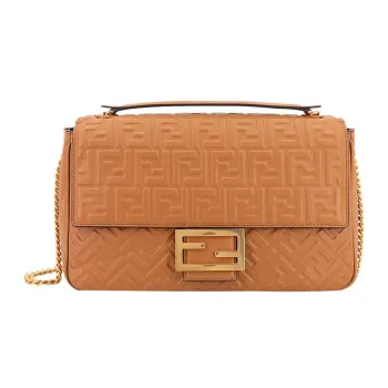 FENDI Baguette Leather Portable Crossbody Bag Shoulder Bag Women's Brown