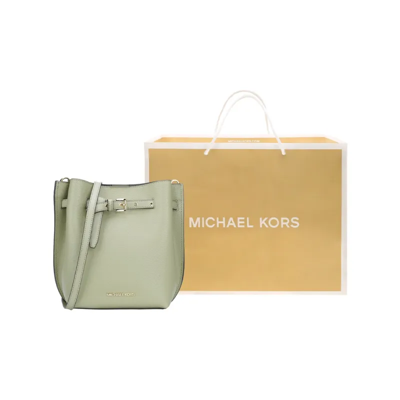 MICHAEL KORS Emilia Leather Bucket Bag, Shoulder Bag, Crossbody Bag Trumpets Women's Light Sage Green-5