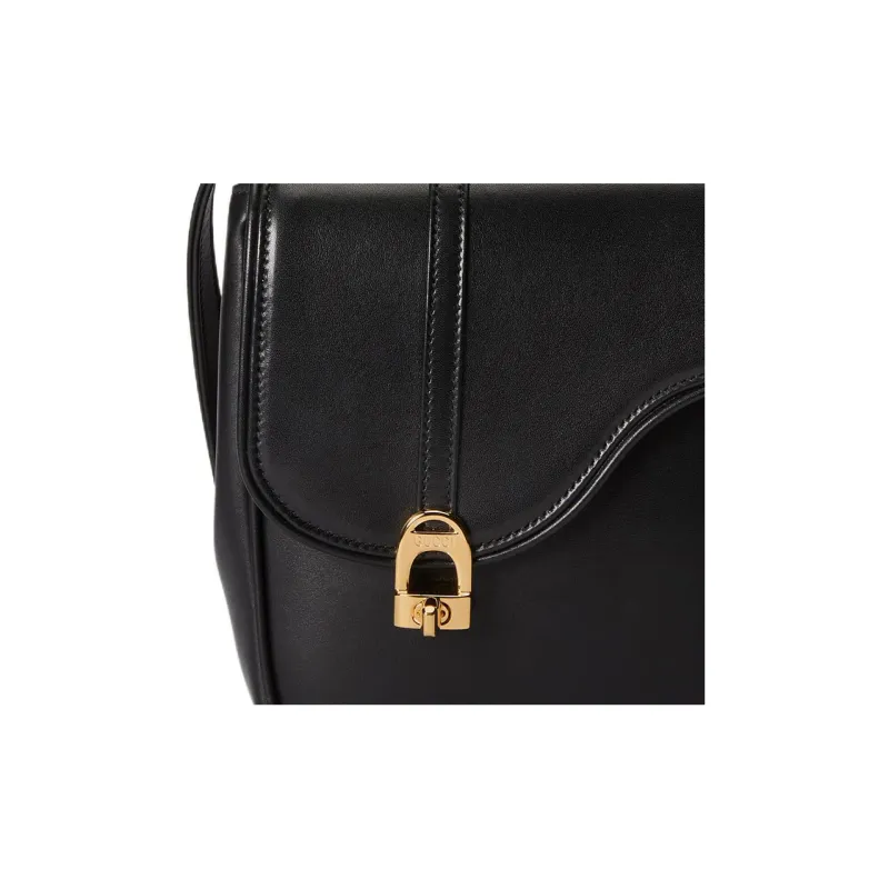 GUCCI Leather Saddle Bag Crossbody Shoulder Bag Women's Black-7