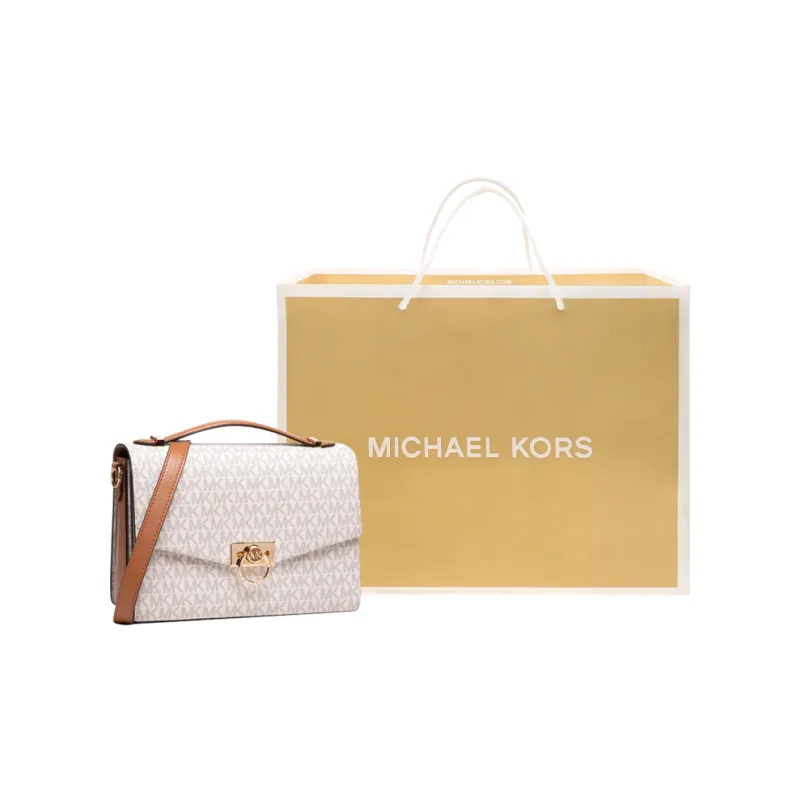 MICHAEL KORS Hendri Cow Leather Handbag, Envelope, Crossbody Bag, Shoulder Bag Medium Size Women's Vanilla White-5