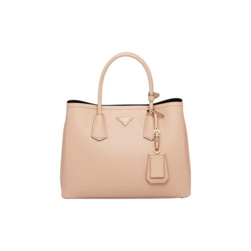 PRADA Double Leather Shoulder Bag Crossbody Bag Handbag Medium Size Women's Cameo Brown/Black