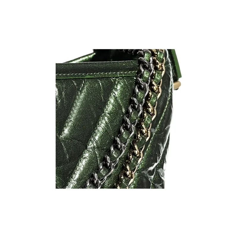 CHANEL Gabrielle Calfskin Shoulder Bag, Crossbody Bag Trumpets Women's Green-3
