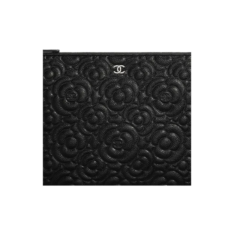 CHANEL Cow Leather Pouch, Clutch Women's Black-4