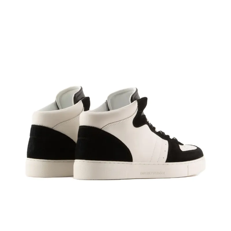 EMPORIO ARMANI Mid Top Stylish Skateboarding Shoes Men's Black White-2