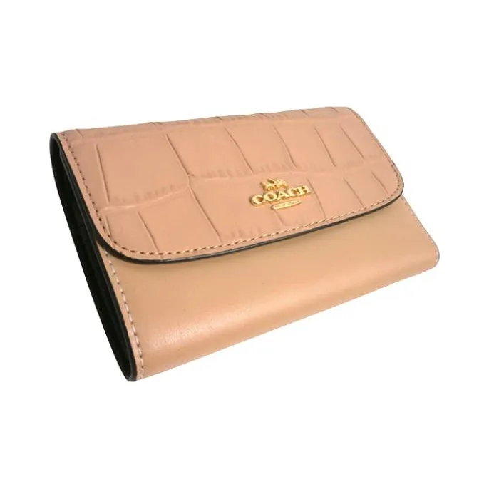 COACH Envelope Leather Wallet Women's Nude-2