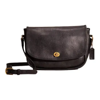 COACH City Glove Tanning Saddle Bag, Shoulder Bag, Crossbody Bag Women's Black
