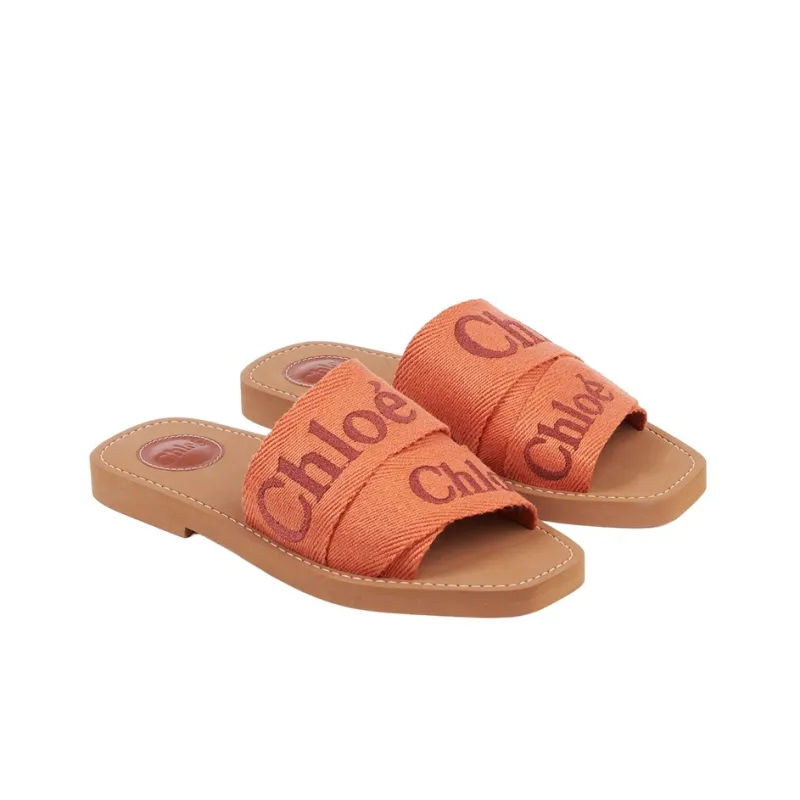 Chloe Woody Slide Slippers Women's Orange-2