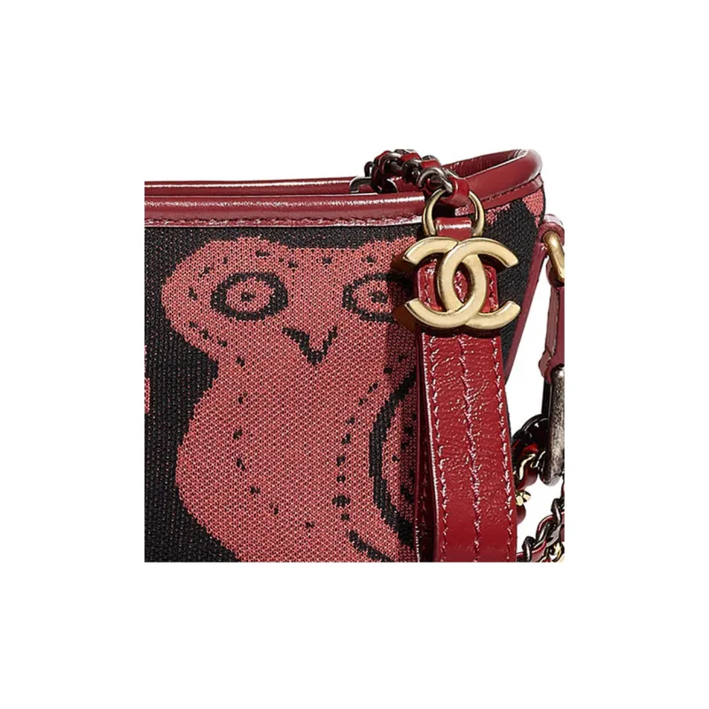 CHANEL Gabrielle Calfskin Hobo Bag, Handbag, Shoulder Bag, Crossbody Bag Trumpets Women's Red Black-1