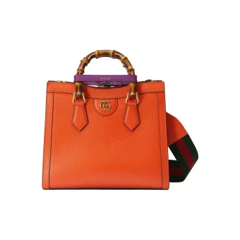 GUCCI Diana Leather Tote Bag Shopping Bag Shoulder Bag Crossbody Bag Handbag Small Size Women's Orange