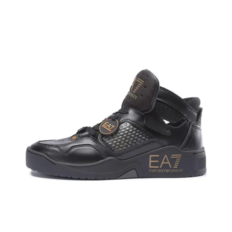 EMPORIO ARMANI High Top Casual Shoes Unisex Black Gold-0