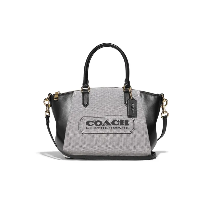 COACH Elise Fabric With Calfskin One Shoulder Handbag Crossbody Bag Briefcase Medium Size Women's Gray-0